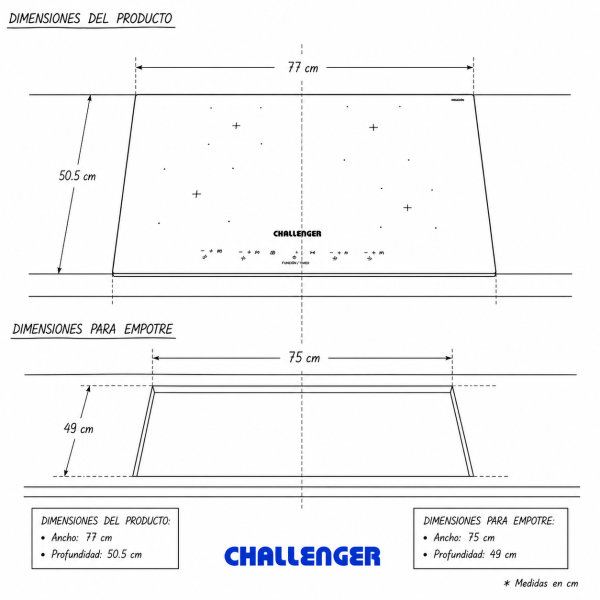 Encimera de Inducción Challenger 4 Zonas 77cm 7200W SL6080