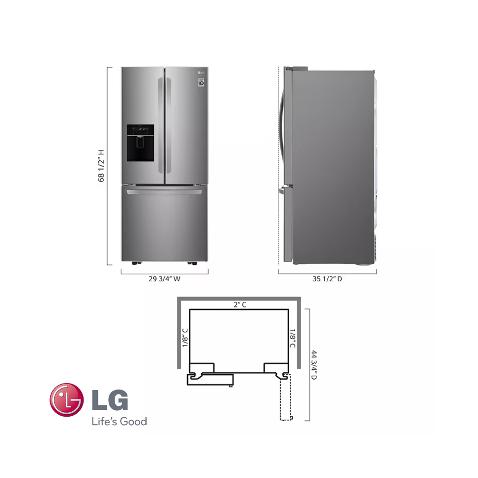 Refrigeradora LG French Door 622 Litros Con Dispensador y Motor Inverter LCFS22EXS