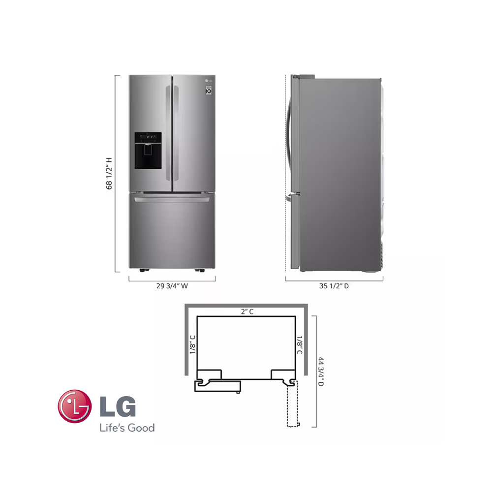 Refrigeradora LG French Door 622 Litros Con Dispensador y Motor Inverter LCFS22EXS