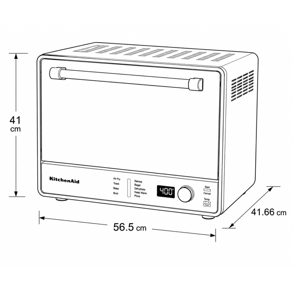 Horno Doble Convección kitchen Aid Con Freidora de Aire 28 Lt  Matte KCO224BM