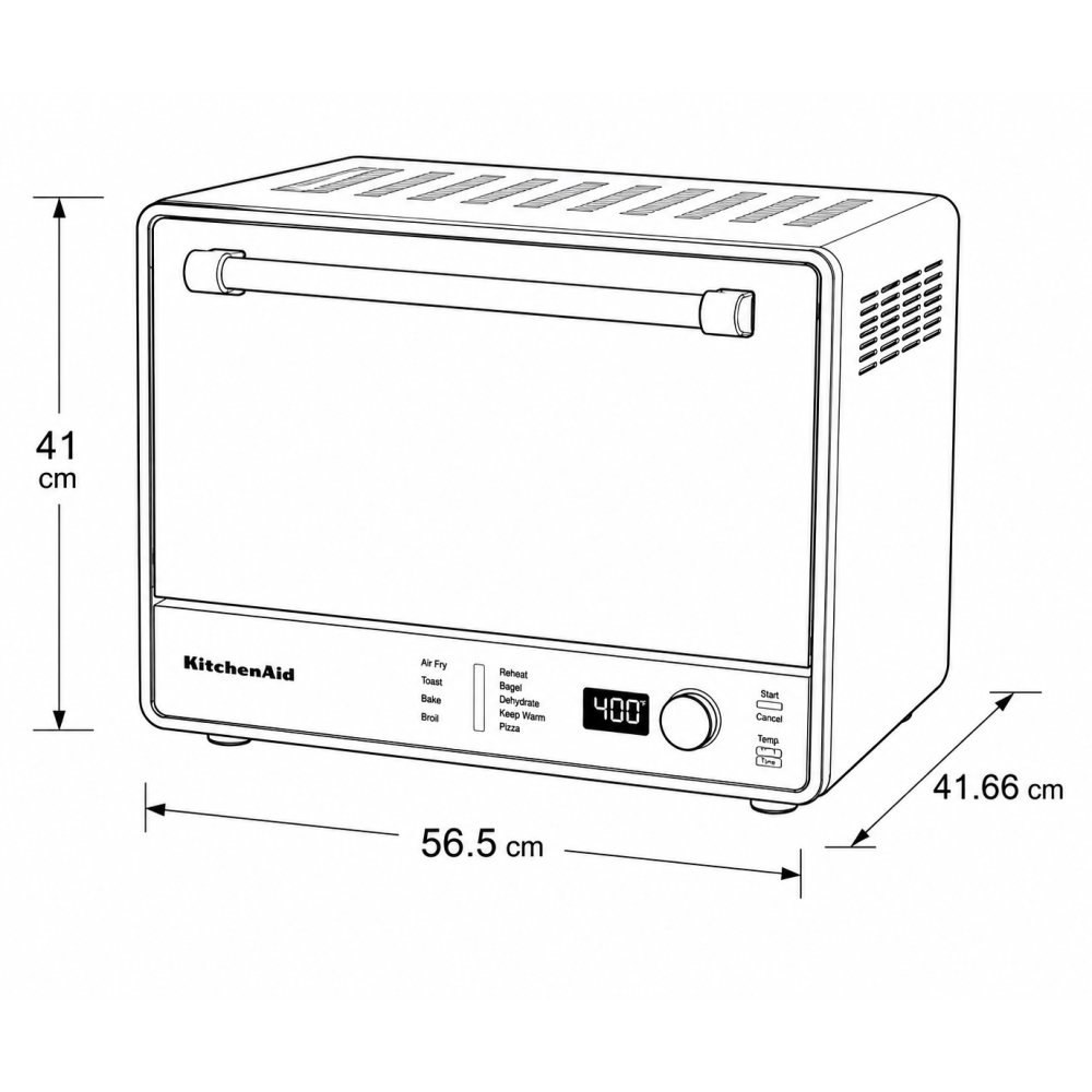 Horno Doble Convección kitchen Aid Con Freidora de Aire 28 Lt  Matte KCO224BM