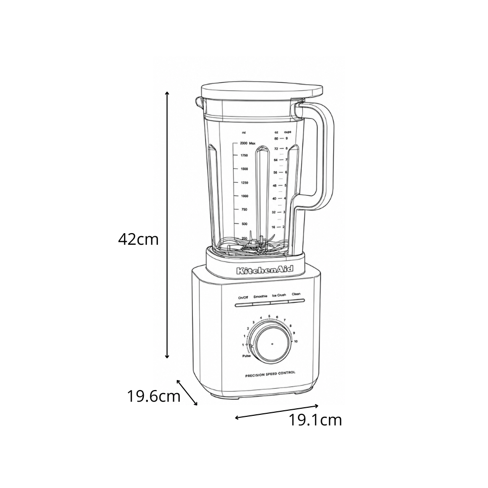 Licuadora Kitchen Aid Jarra de 2 litros 1700 Peak Watts KSB2072MER