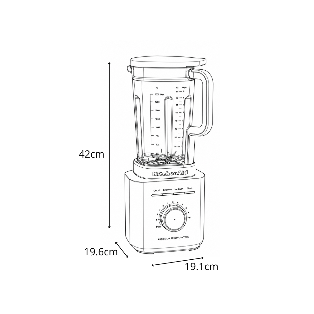 Licuadora Kitchen Aid Jarra de 2 litros 1700 Peak Watts KSB2072MER