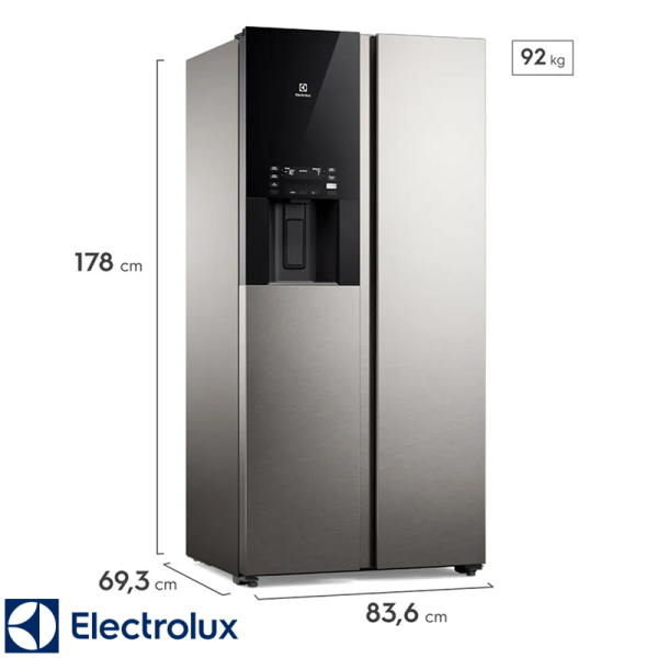 Refrigeradora Electrolux Side By Side 481 Litros Inverter ERS48F3Q4DS