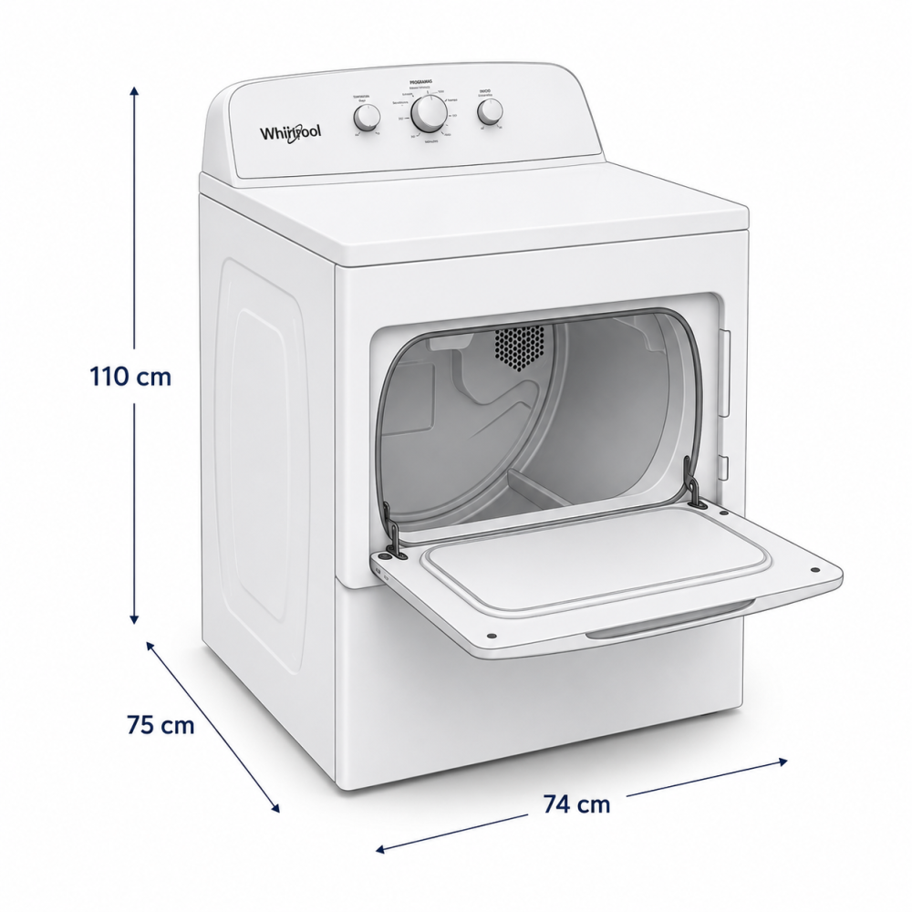 Secadora a Gas Whirlpool 19 Kgs – 42 Lbs Conexión 110v 7MWGD1900EW