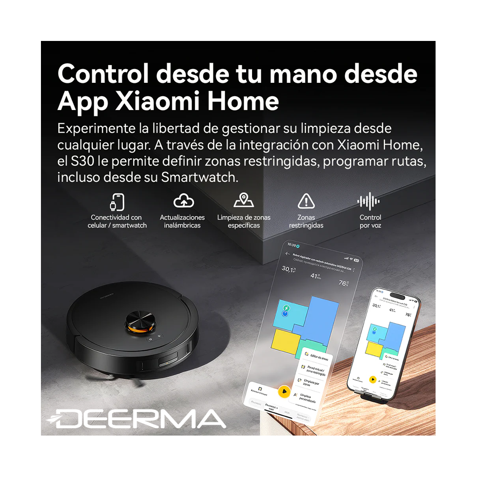 Aspiradora Robot DEERMA 13000Pa Con Estación de Vaciado Automático DEM-S30