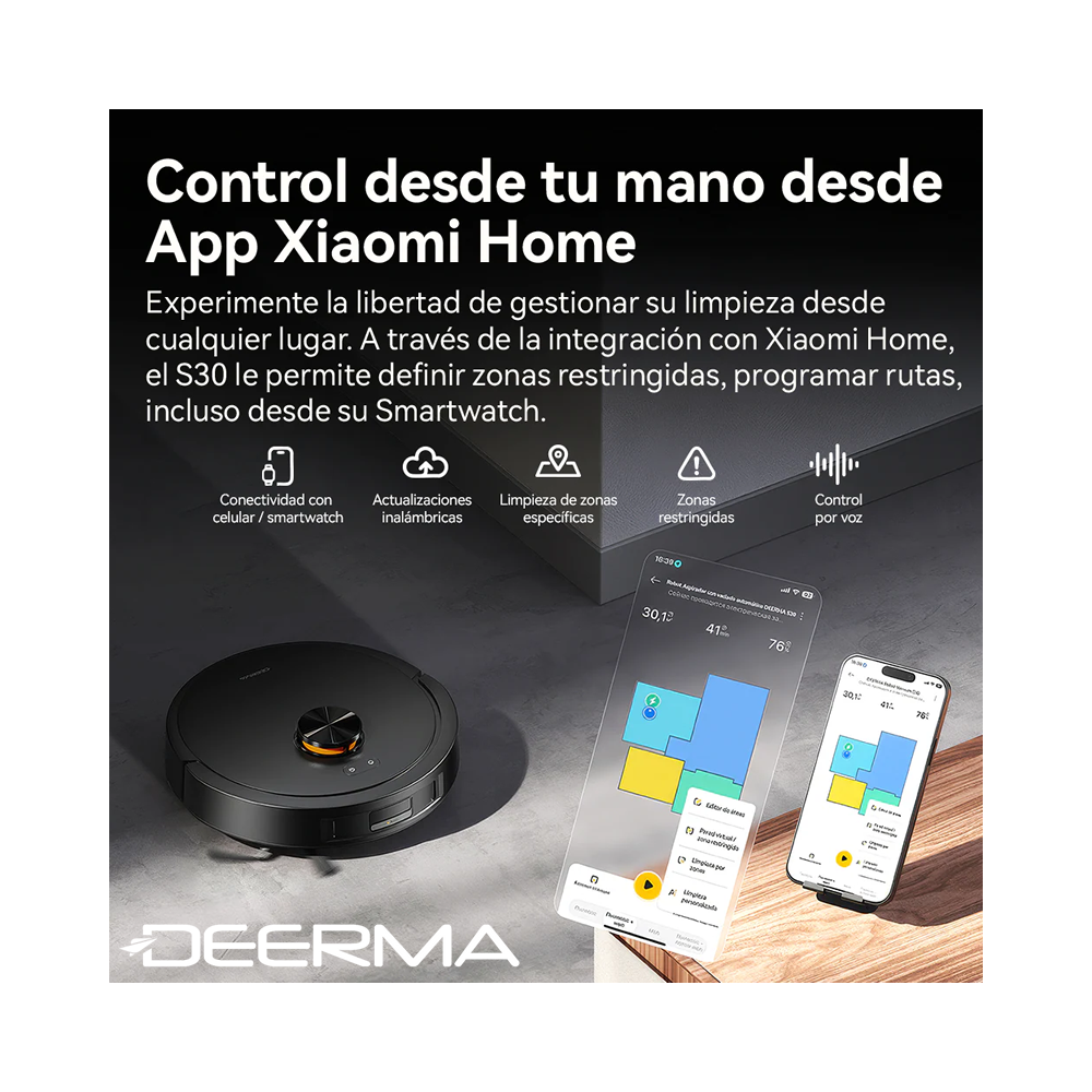 Aspiradora Robot DEERMA 13000Pa Con Estación de Vaciado Automático DEM-S30