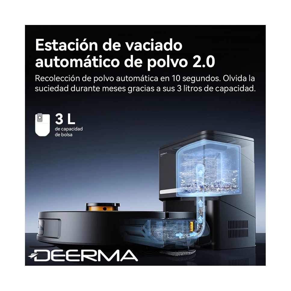 Aspiradora Robot DEERMA 13000Pa Con Estación de Vaciado Automático DEM-S30