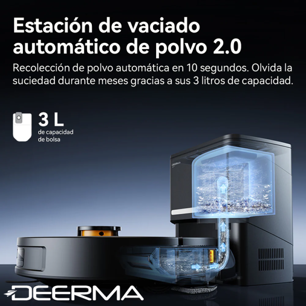 Aspiradora Robot DEERMA 13000Pa Con Estación de Vaciado Automático DEM-S30
