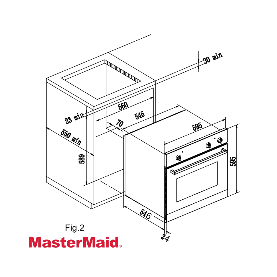 Horno Electrico Empotrable MasterMaid de Convección 60cm - 67 Litros 87043