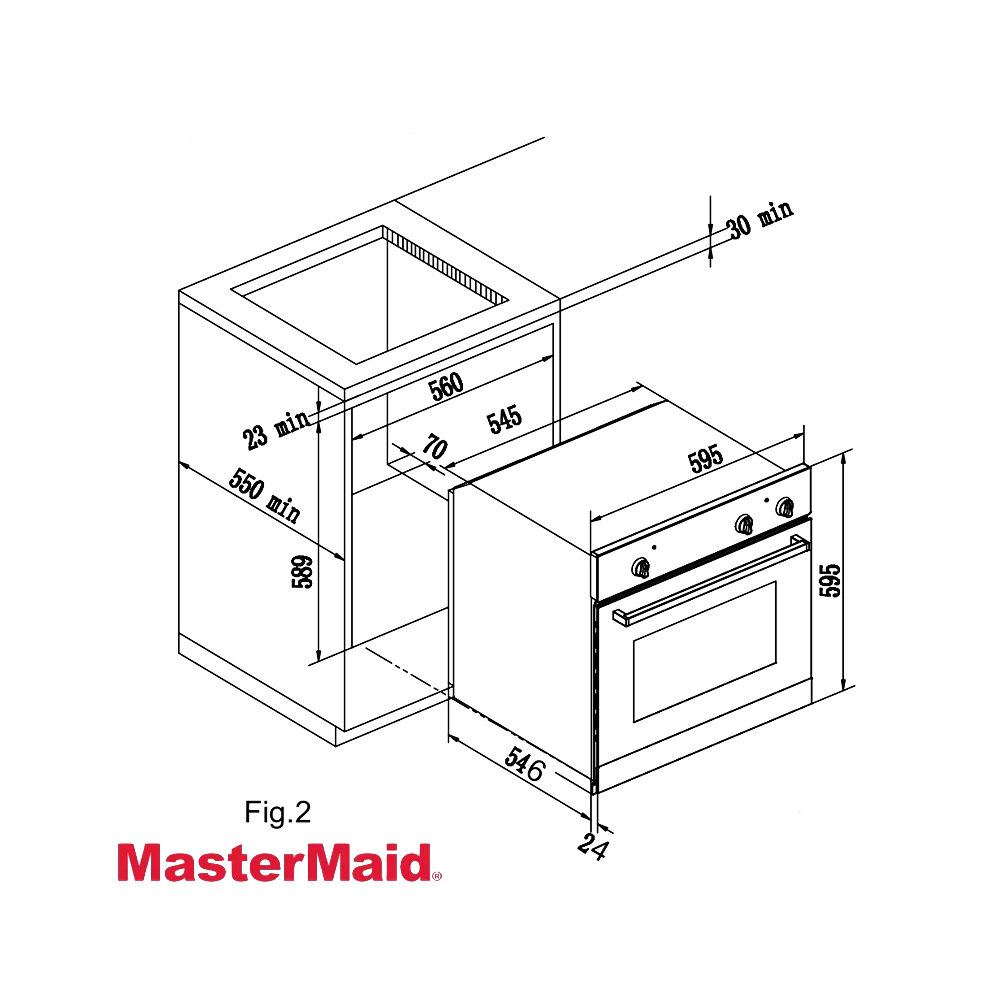 Horno Electrico Empotrable MasterMaid de Convección 60cm - 67 Litros 87043