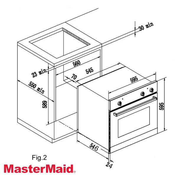 Horno Electrico Empotrable MasterMaid de Convección 60cm - 67 Litros 87043