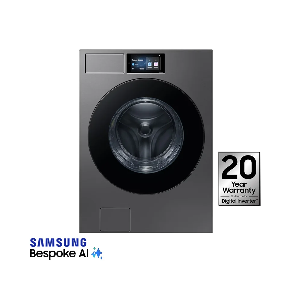 Lavadora Samsung Bespoke AI Wash+ 26kg  Acero Negro WF90F26ADSAP
