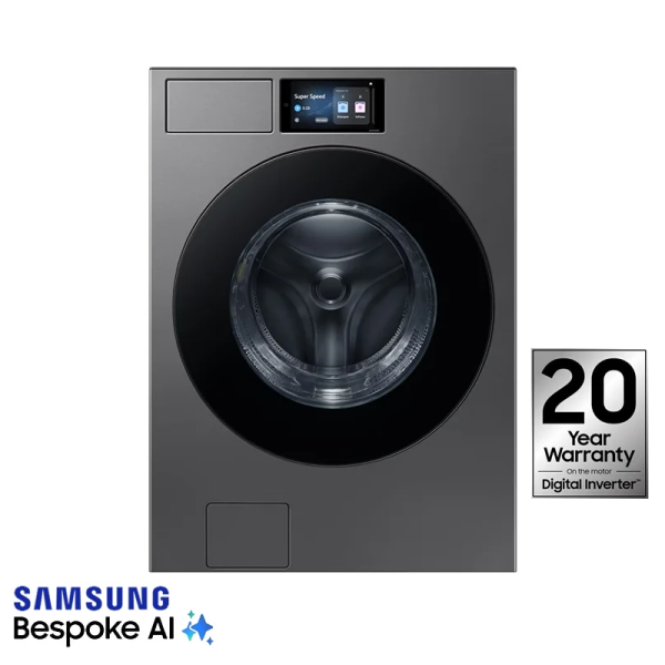 Lavadora Samsung Bespoke AI Wash+ 26kg  Acero Negro WF90F26ADSAP