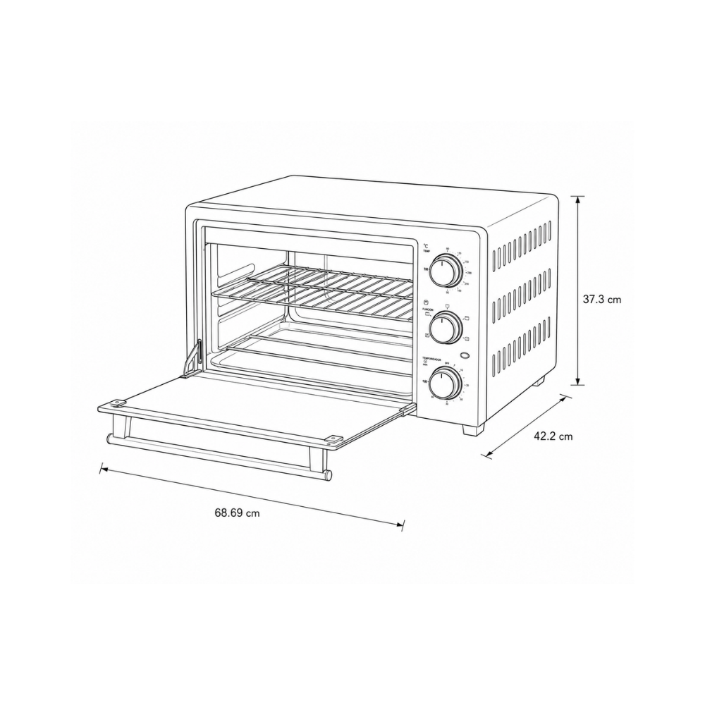 Horno Oster XL con Rostizador 60 L de Capacidad Color Gris TSSTTV60MNS-1MX