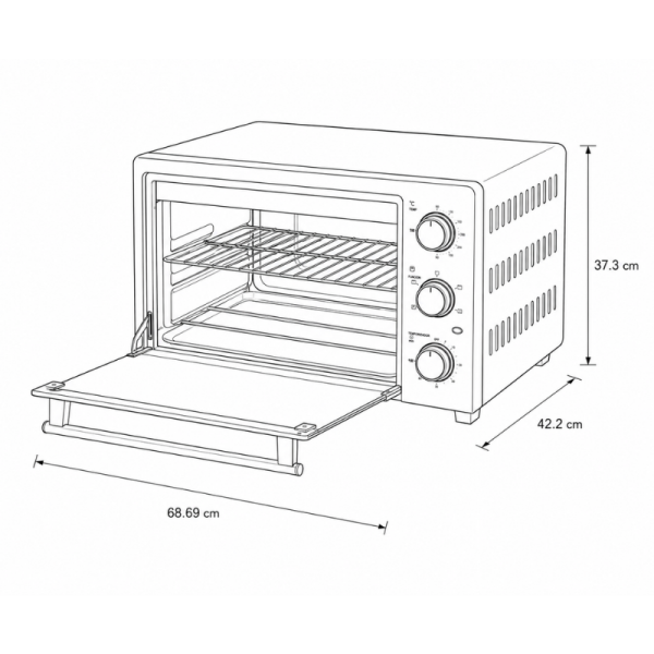 Horno Oster XL con Rostizador 60 L de Capacidad Color Gris TSSTTV60MNS-1MX