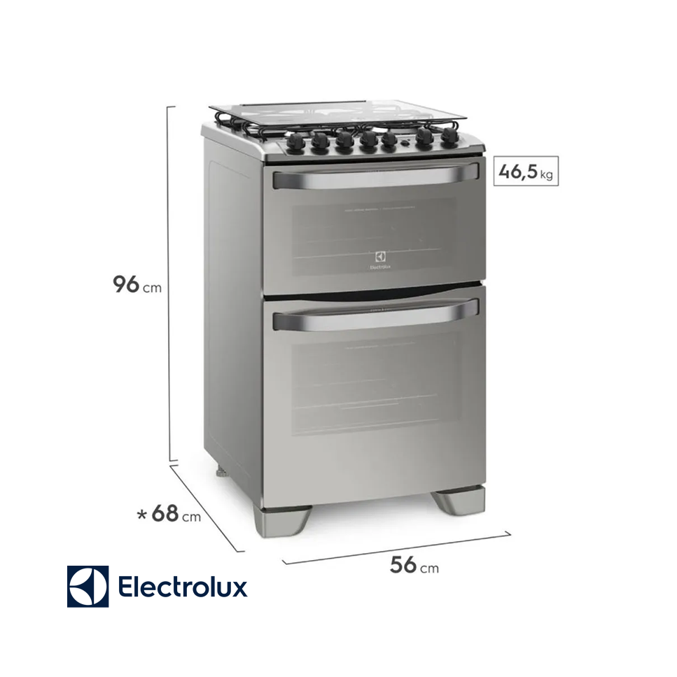 Cocina a Gas Electrolux 4 Quemadores Doble Horno Con Grill 56DXQ