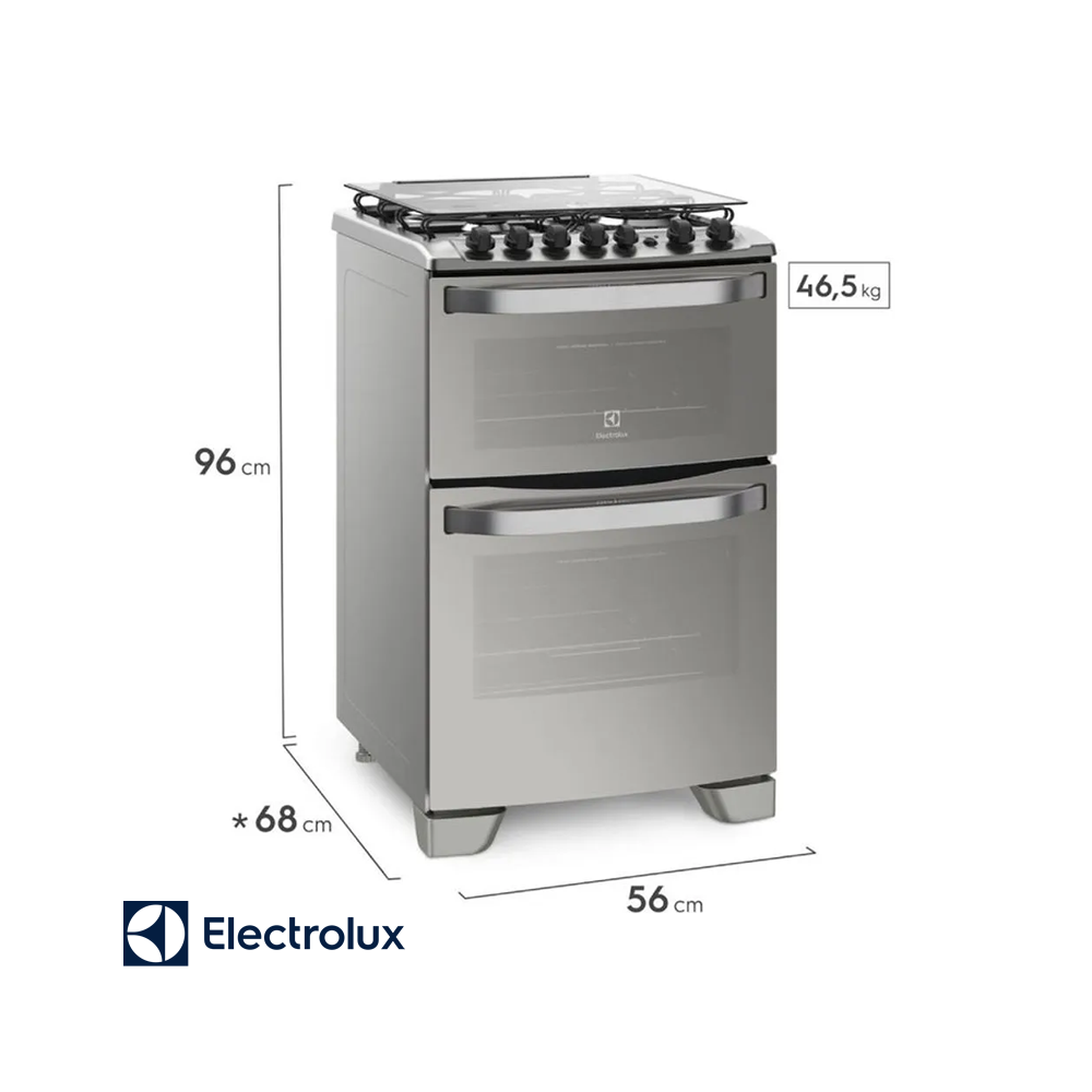 Cocina a Gas Electrolux 4 Quemadores Doble Horno Con Grill 56DXQ