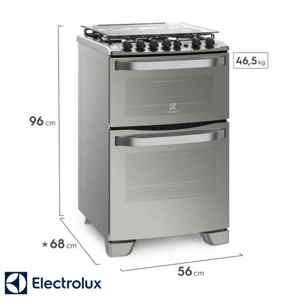 Cocina a Gas Electrolux 4 Quemadores Doble Horno Con Grill 56DXQ