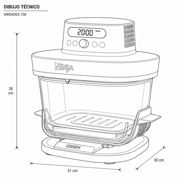 Freidora de Aire Ninja Crispi PRO 1500 Watts + 2 Recipientes AS101CY