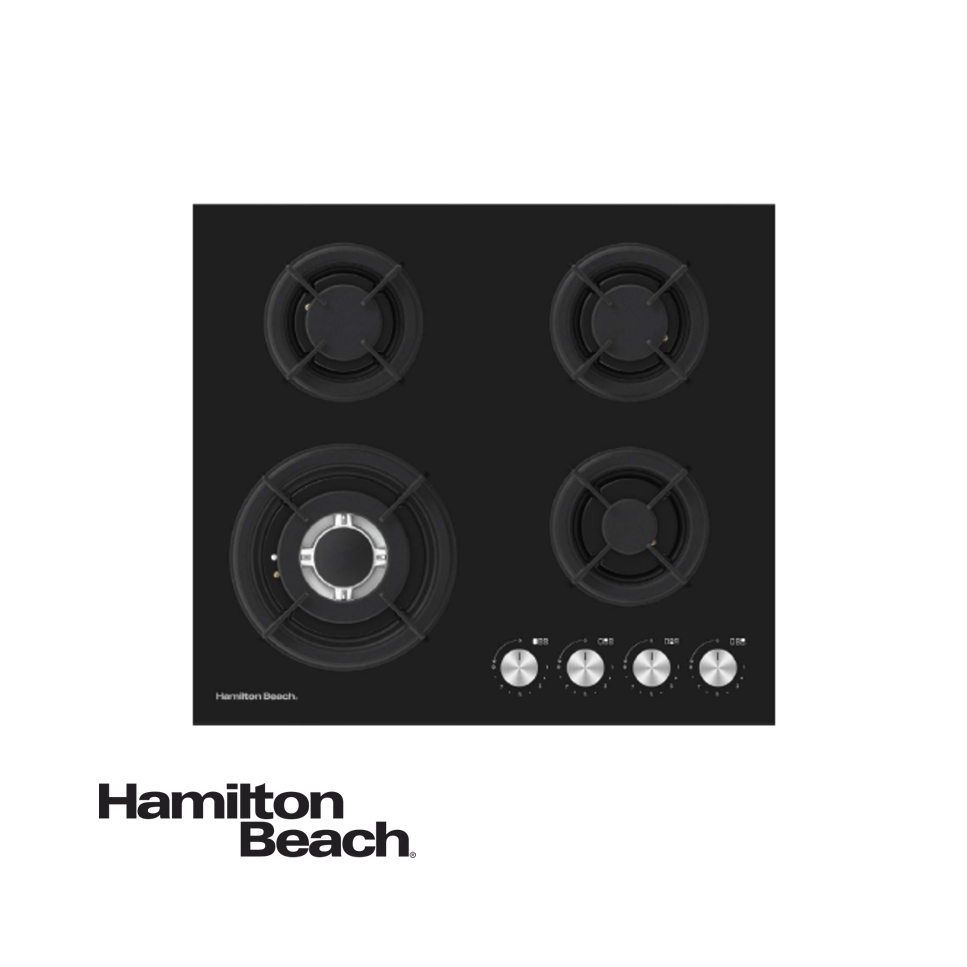 Encimera a Gas Empotrable Hamilton Beach 4 Quemadores Vidrio Templado HB60GJ402