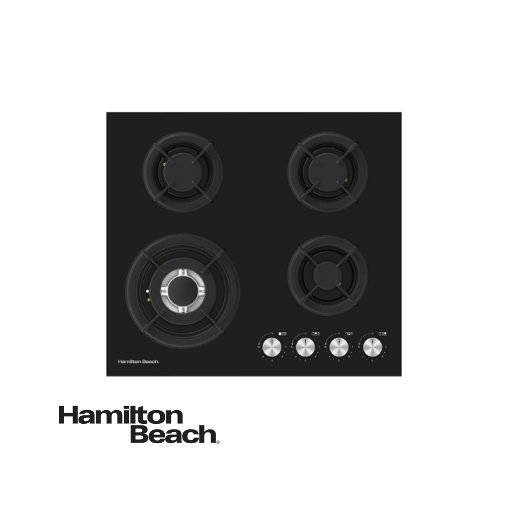 Encimera a Gas Empotrable Hamilton Beach 4 Quemadores Vidrio Templado HB60GJ402