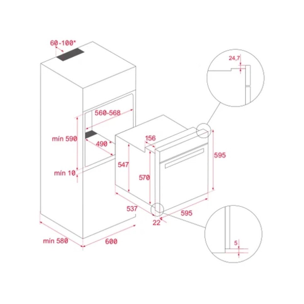 Horno Eléctrico Grill Empotrable 60cm Teka HLB 840 Negro