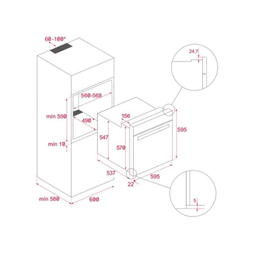 Horno Eléctrico Grill Empotrable 60cm Teka HLB 840 Negro