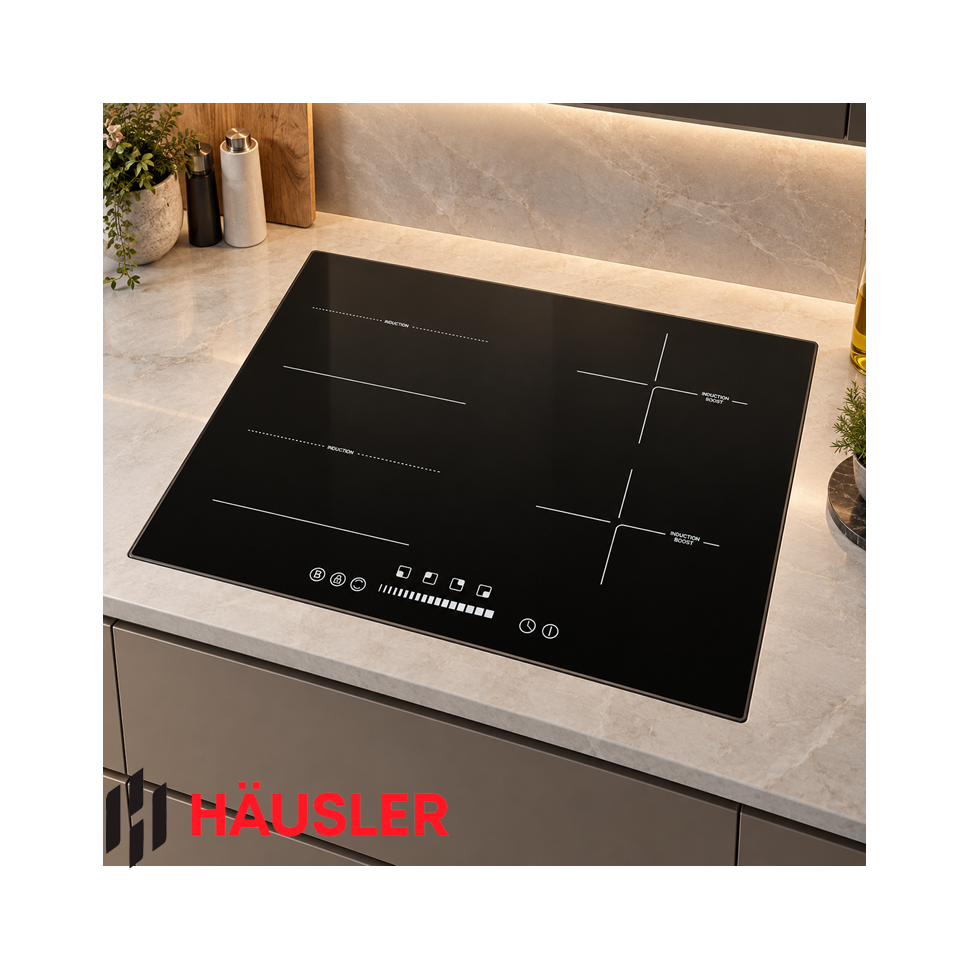 Encimera de Inducción HAUSLER 4 Zonas 59cm 7200W Empotrable V60-70IHB
