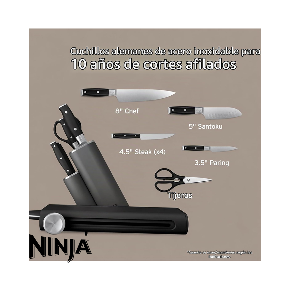 Juego de Cuchillos NINJA NEVERDULL 10 Piezas con Afilador NK32010BK1