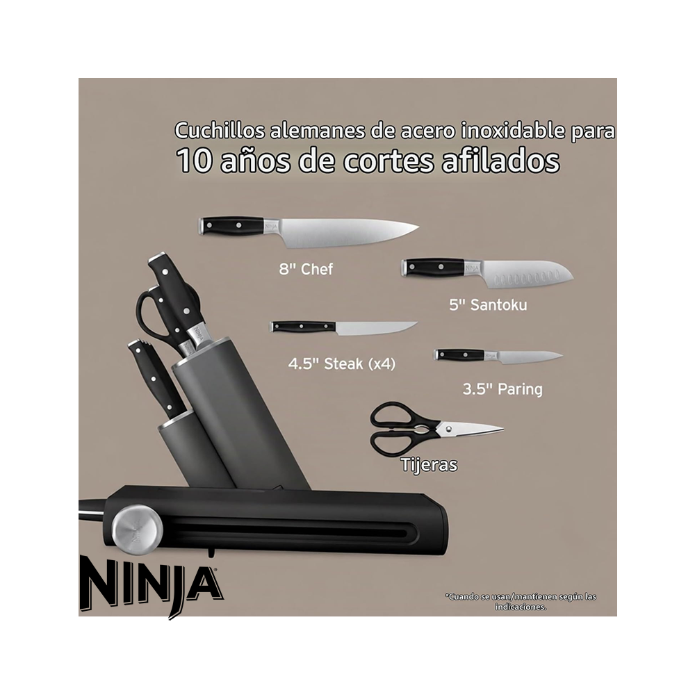 Juego de Cuchillos NINJA NEVERDULL 10 Piezas con Afilador NK32010BK1