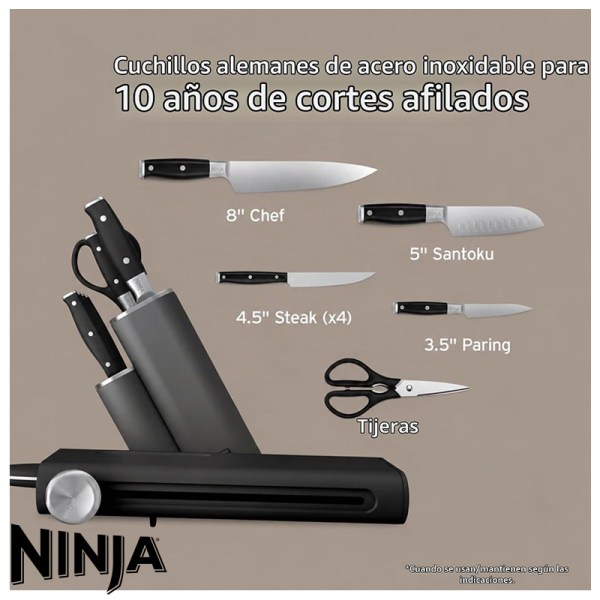 Juego de Cuchillos NINJA NEVERDULL 10 Piezas con Afilador NK32010BK1
