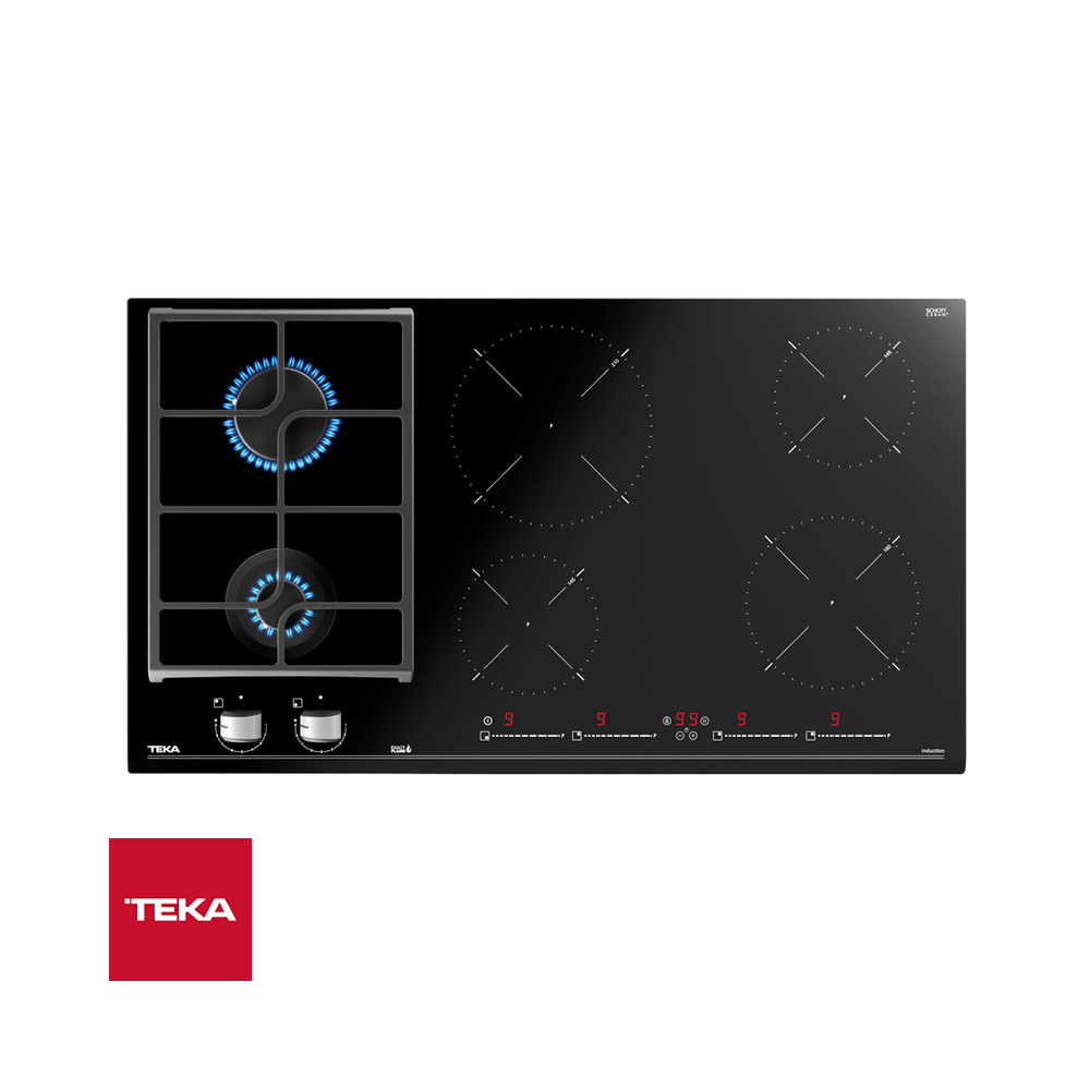 Encimera Empotrable Mixta TEKA de 90cm 4 Zonas de Inducción + 2 Zonas de Gas JZC 96324 ABB