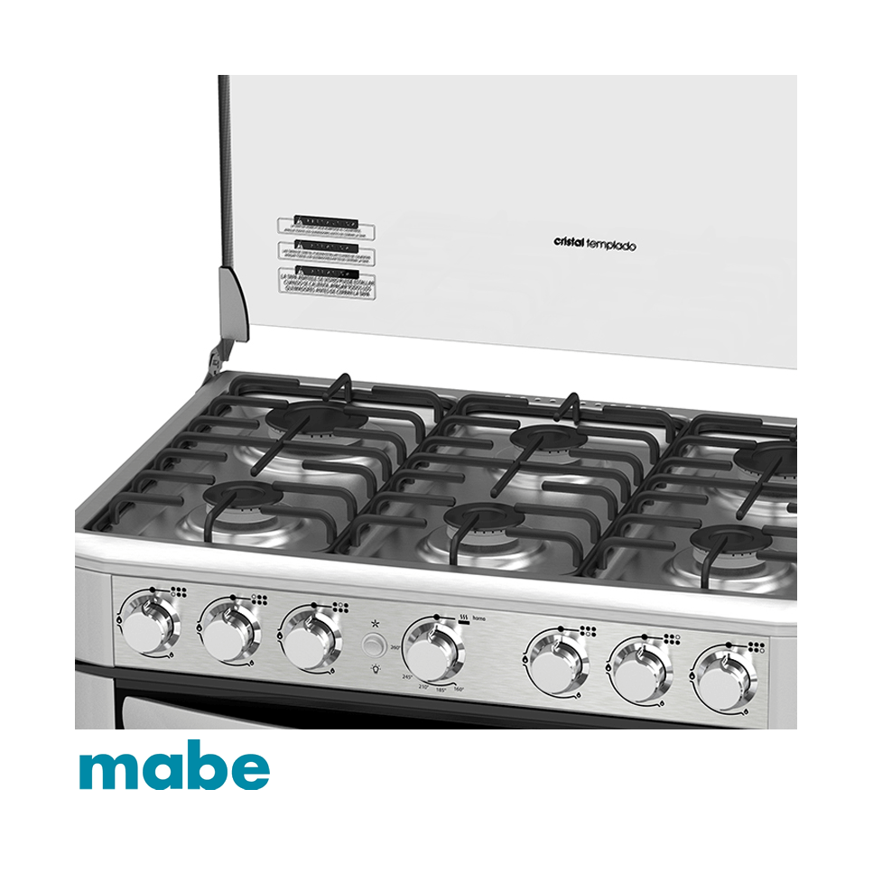 Cocina a Gas Mabe 6 Quemadores Acero Inox EEM7620FX0