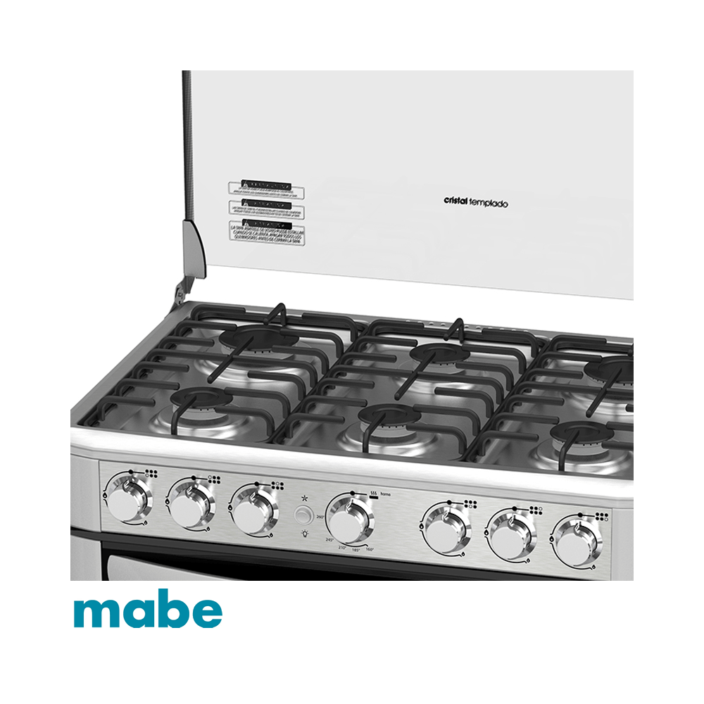 Cocina a Gas Mabe 6 Quemadores Acero Inox EM7620FX0
