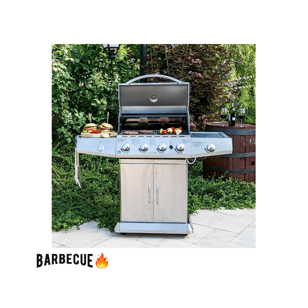 Parrilla Asadora de Gas BBQ 4 Quemadores Acero Inoxidable KS14074