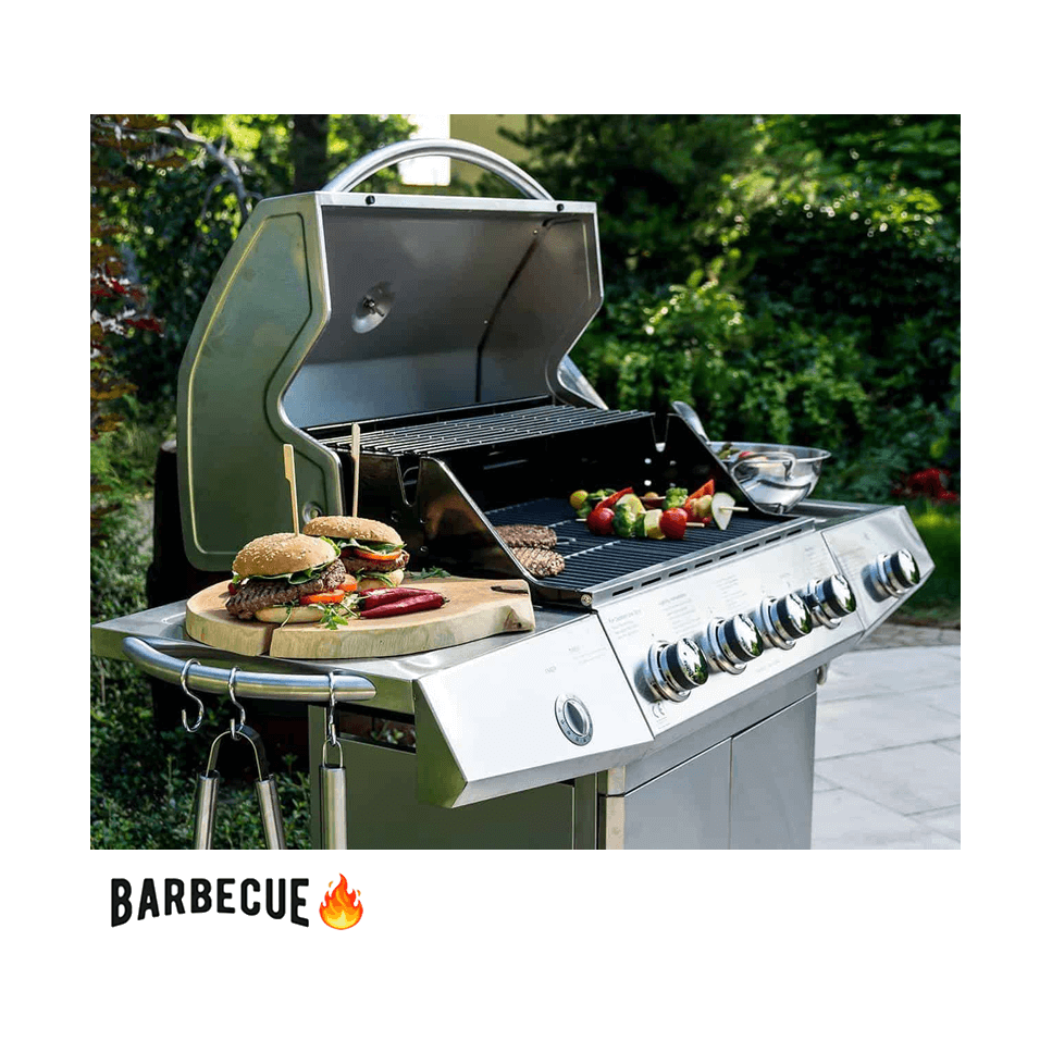 Parrilla Asadora de Gas BBQ 4 Quemadores Acero Inoxidable KS14074