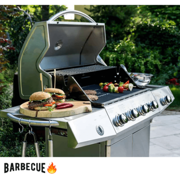 Parrilla Asadora de Gas BBQ 4 Quemadores Acero Inoxidable KS14074