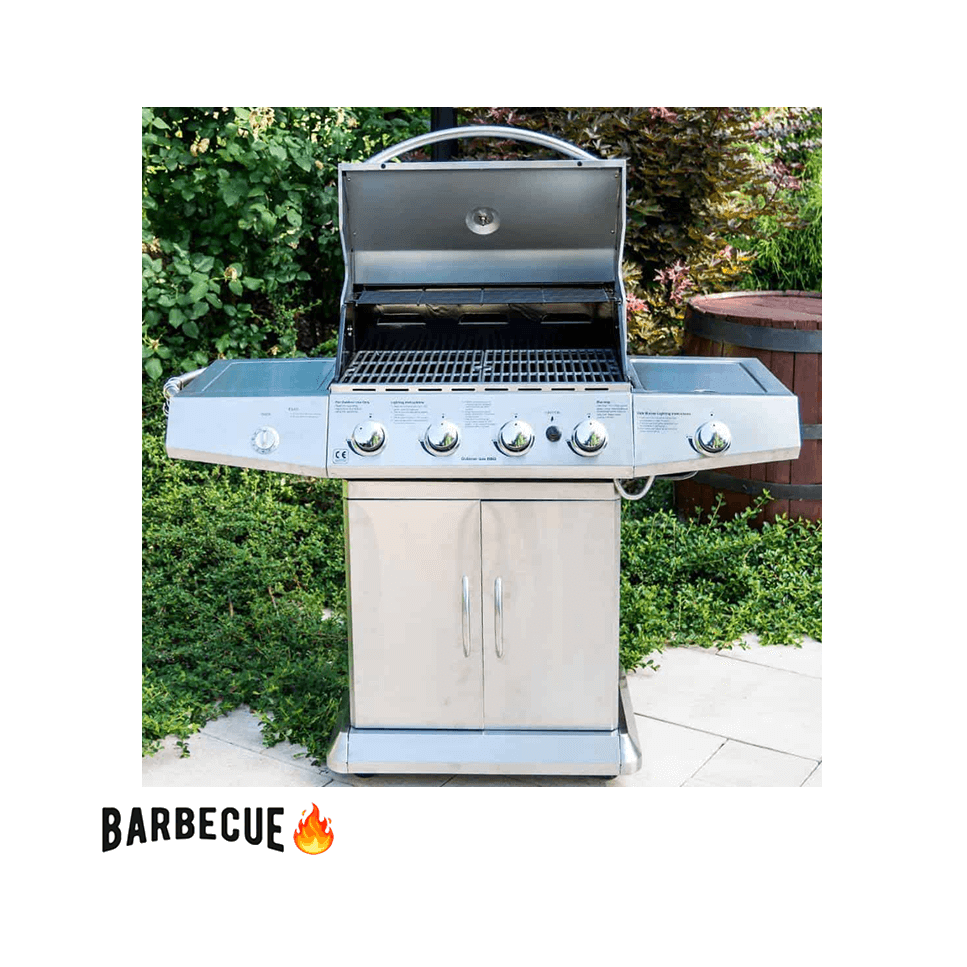 Parrilla Asadora de Gas BBQ 4 Quemadores Acero Inoxidable KS14074