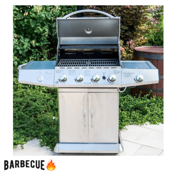 Parrilla Asadora de Gas BBQ 4 Quemadores Acero Inoxidable KS14074