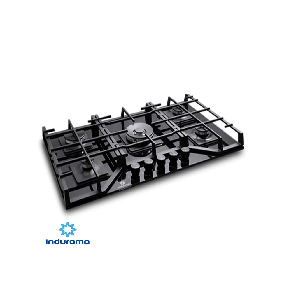 Encimera A Gas Empotrable Indurama 5 Quemadores 86 cm Vidrio EGI-905VDNE
