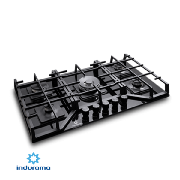 Encimera A Gas Empotrable Indurama 5 Quemadores 86 cm Vidrio EGI-905VDNE