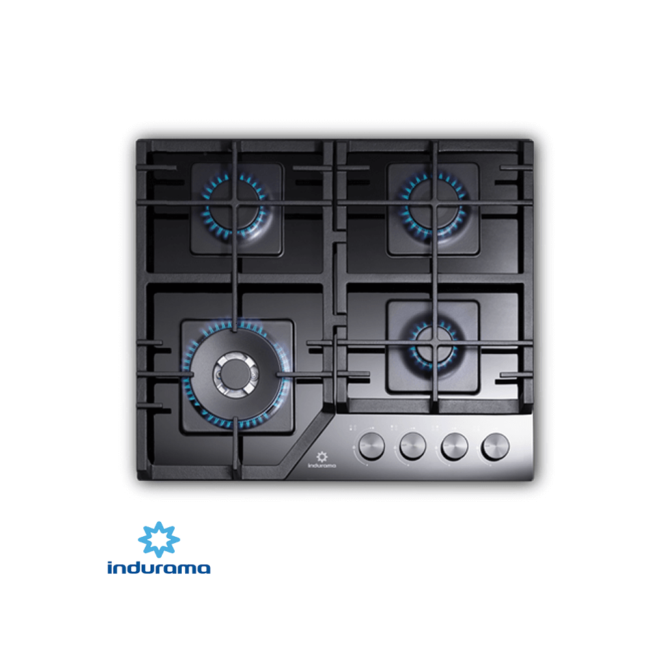 Encimera A Gas Empotrable Indurama 4 Quemadores 60 cm Vidrio EGI-604VDNE