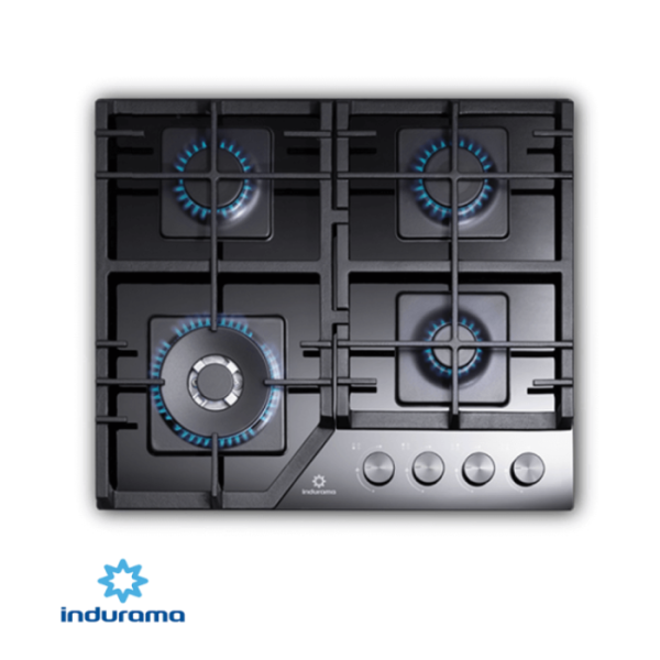 Encimera A Gas Empotrable Indurama 4 Quemadores 60 cm Vidrio EGI-604VDNE