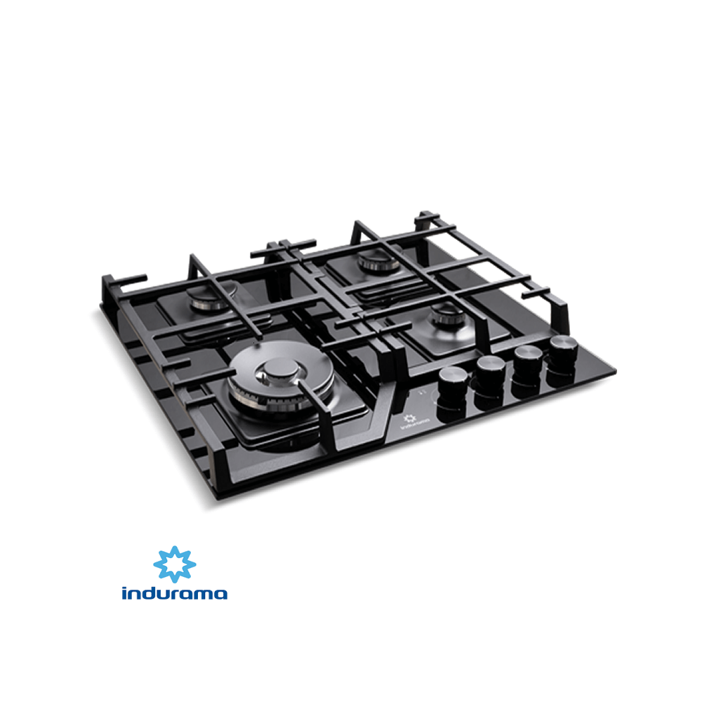 Encimera A Gas Empotrable Indurama 4 Quemadores 60 cm Vidrio EGI-604VDNE