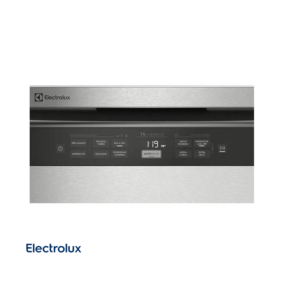 Lavavajillas Electrolux con Higienizador Libre Instalación 14 Servicios Acero Inox EHFE14T7MSBUS