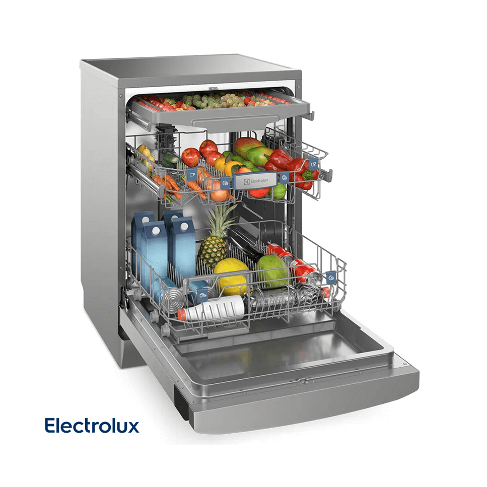 Lavavajillas Electrolux con Higienizador Libre Instalación 14 Servicios Acero Inox EHFE14T7MSBUS