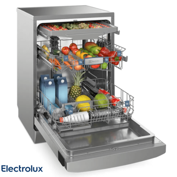 Lavavajillas Electrolux con Higienizador Libre Instalación 14 Servicios Acero Inox EHFE14T7MSBUS