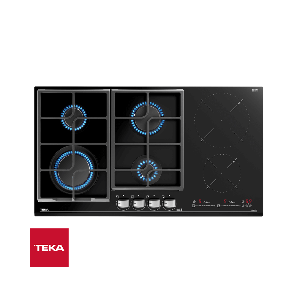 Encimera Empotrable Mixta TEKA de 90cm 4 Zonas de Gas + 2 de Inducción JZC 96342 ABB