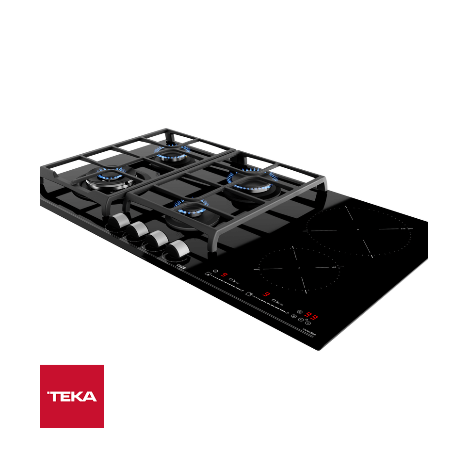 Encimera Empotrable Mixta TEKA de 90cm 4 Zonas de Gas + 2 de Inducción JZC 96342 ABB